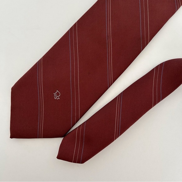 CHRISTIAN DIOR VINTAGE MAROON TIE - Picture 8 of 9